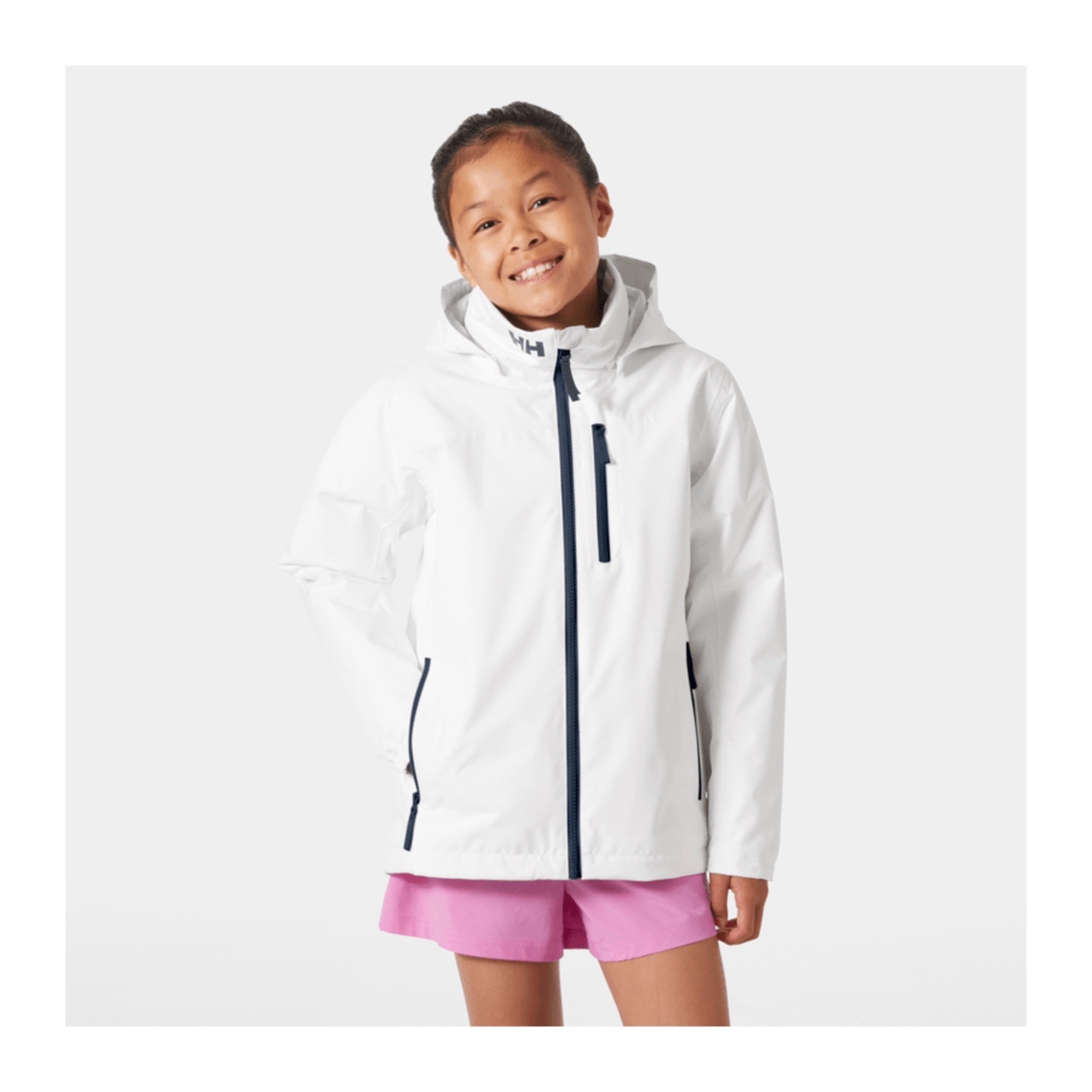 HH Junior Jr Crew Midlayer Jacket 2.0 – White – detail