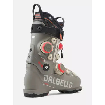 Dalbello Veloce Space 120 Dual, three-quarter front view of the grey shell and ecru BOA dials