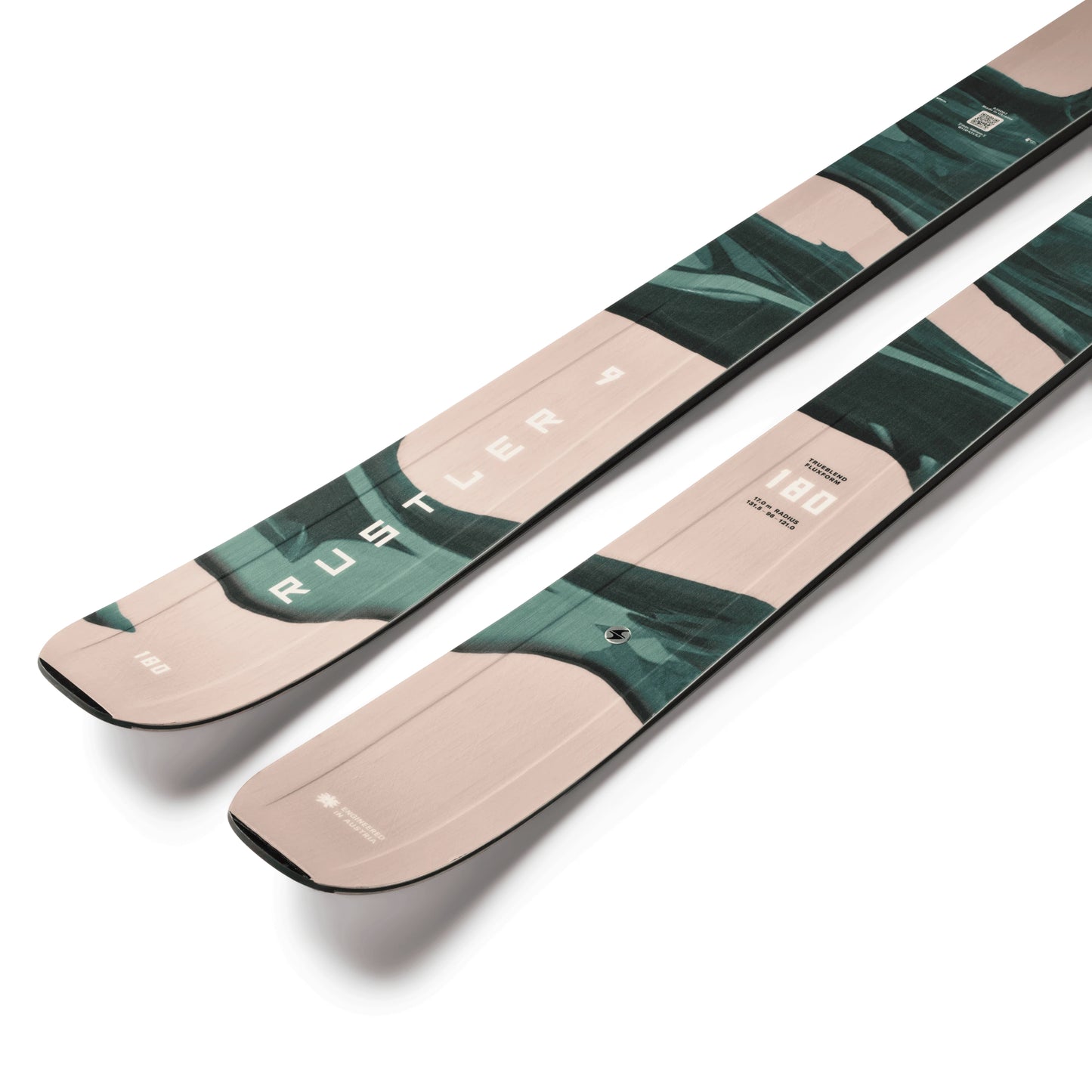 Blizzard Rustler 9 ski – angled topsheet detail
