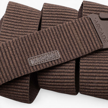 Arcade Woody Belt in Heather Walnut — Arcade logo patch