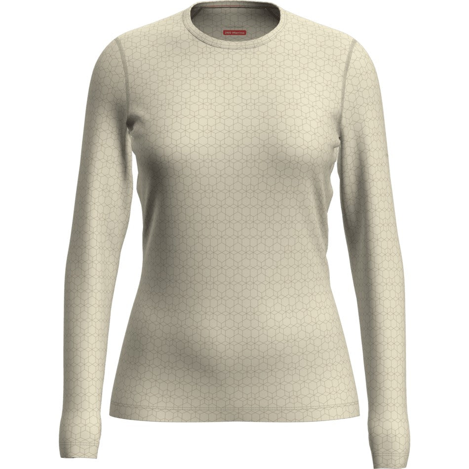 Icebreaker Women's Merino 260 Tech Vertex Long Sleeve Crewe (Alpine Geo) - Undyed/Cumin