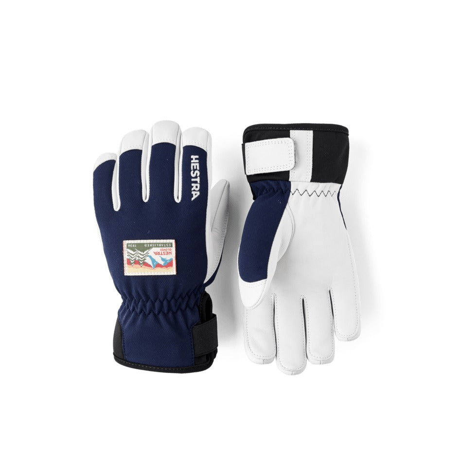Hestra Patrol Jr in Navy — pair shown, backhand and palm