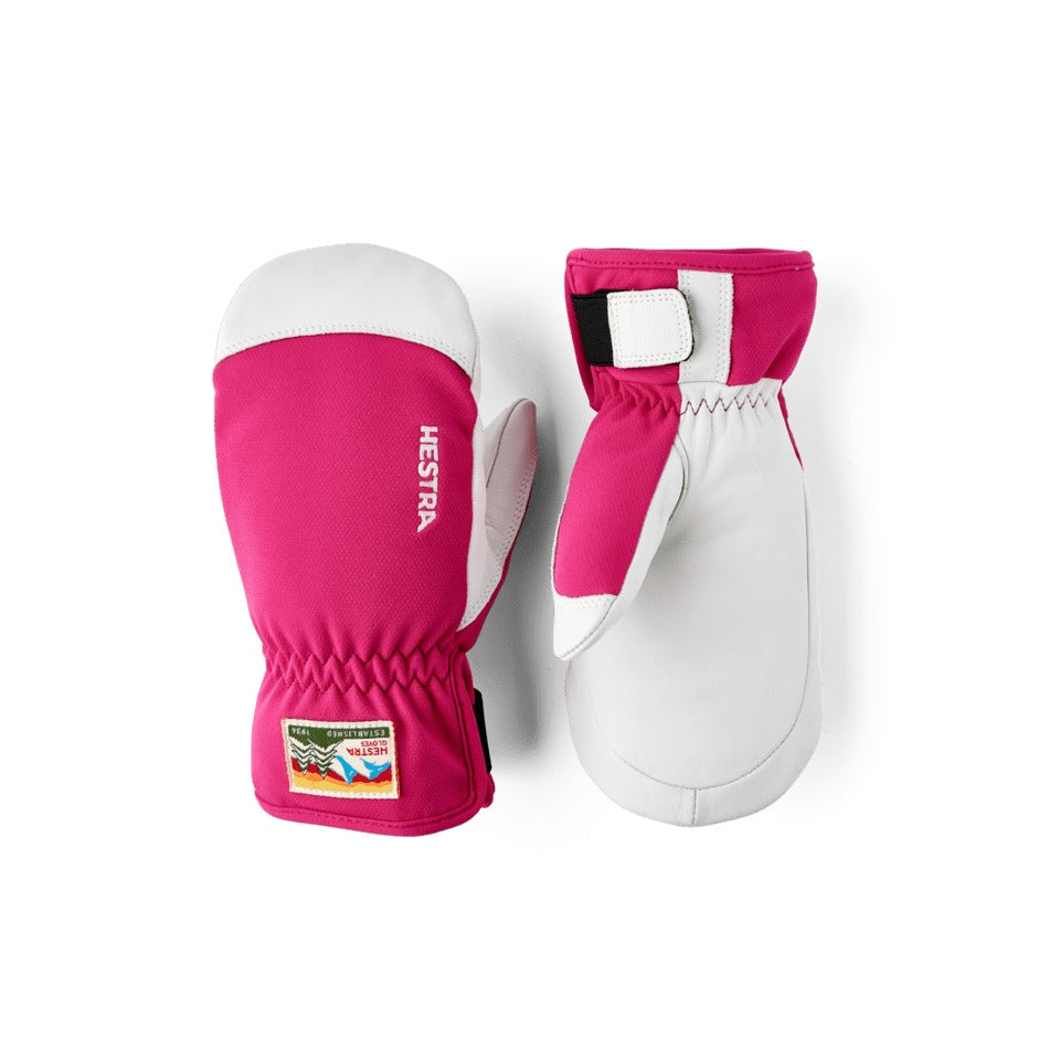 Hestra Patrol Jr Mitt in Fuschia — pair shown, backhand and palm