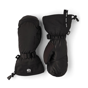 Hestra Army Leather Extreme Mitt in Blk/Blk — pair shown, backhand and palm