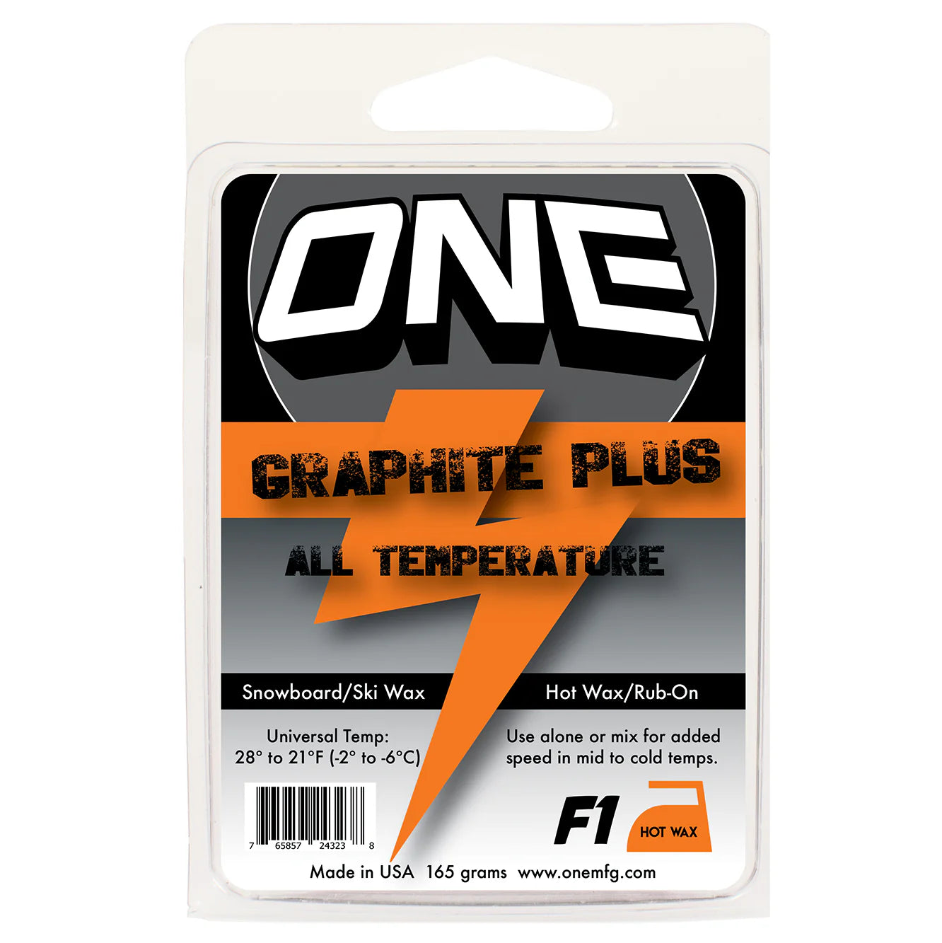 One Ball F1 Graphite Plus All Temperature/Universal Speed Conditions 165g Snowboard / Ski Wax