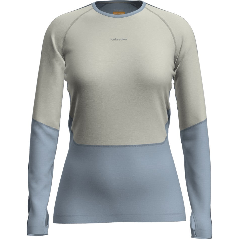 Icebreaker Women's Merino 200 Oasis+ Long Sleeve Crewe - Zinc Blue/Ecru Heather/Dawn