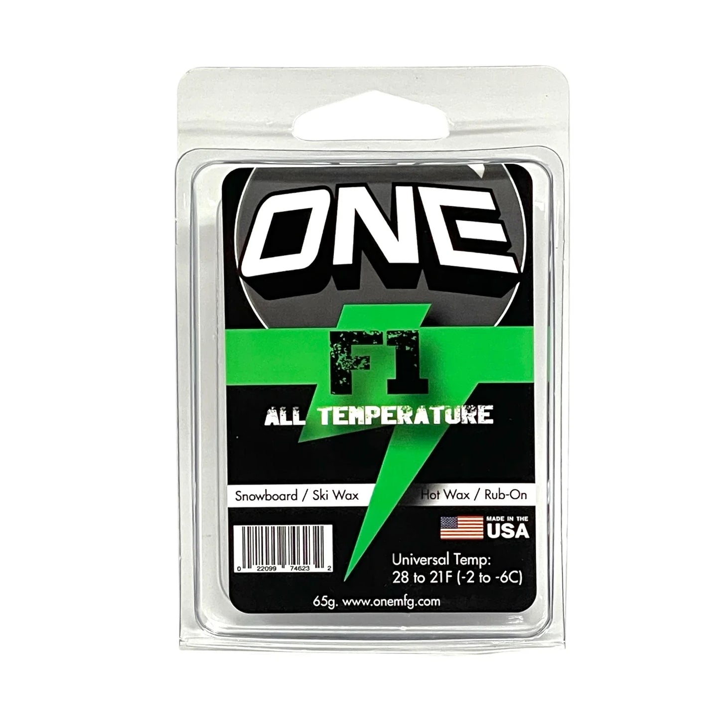 One Ball F1 All Temperature/ Universal Speed Conditions Formula- Snowboard / Ski Wax 65g