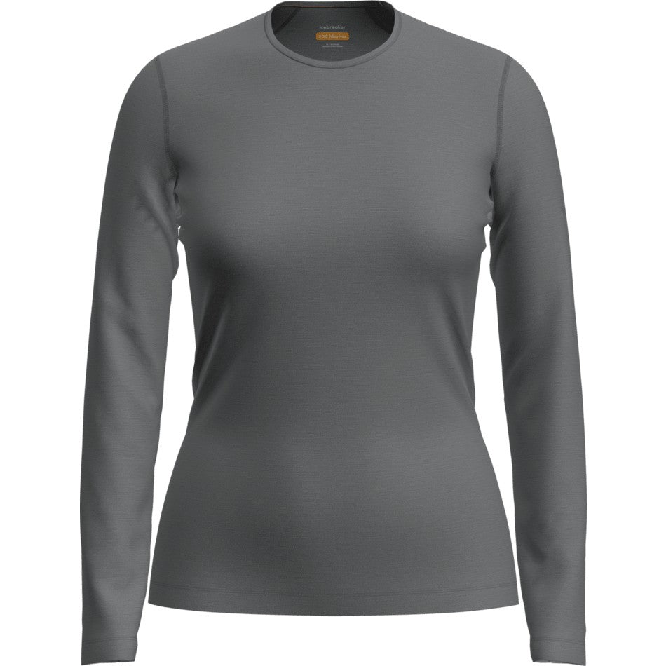Icebreaker Women's Merino 200 Oasis Long Sleeve Crewe - Gritstone Heather