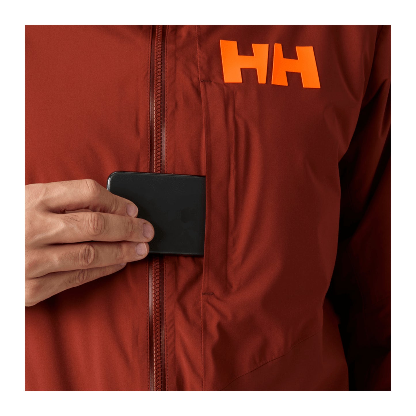 HH Men's Powdreamer 3.0 Jacket – Iron Oxide – detail