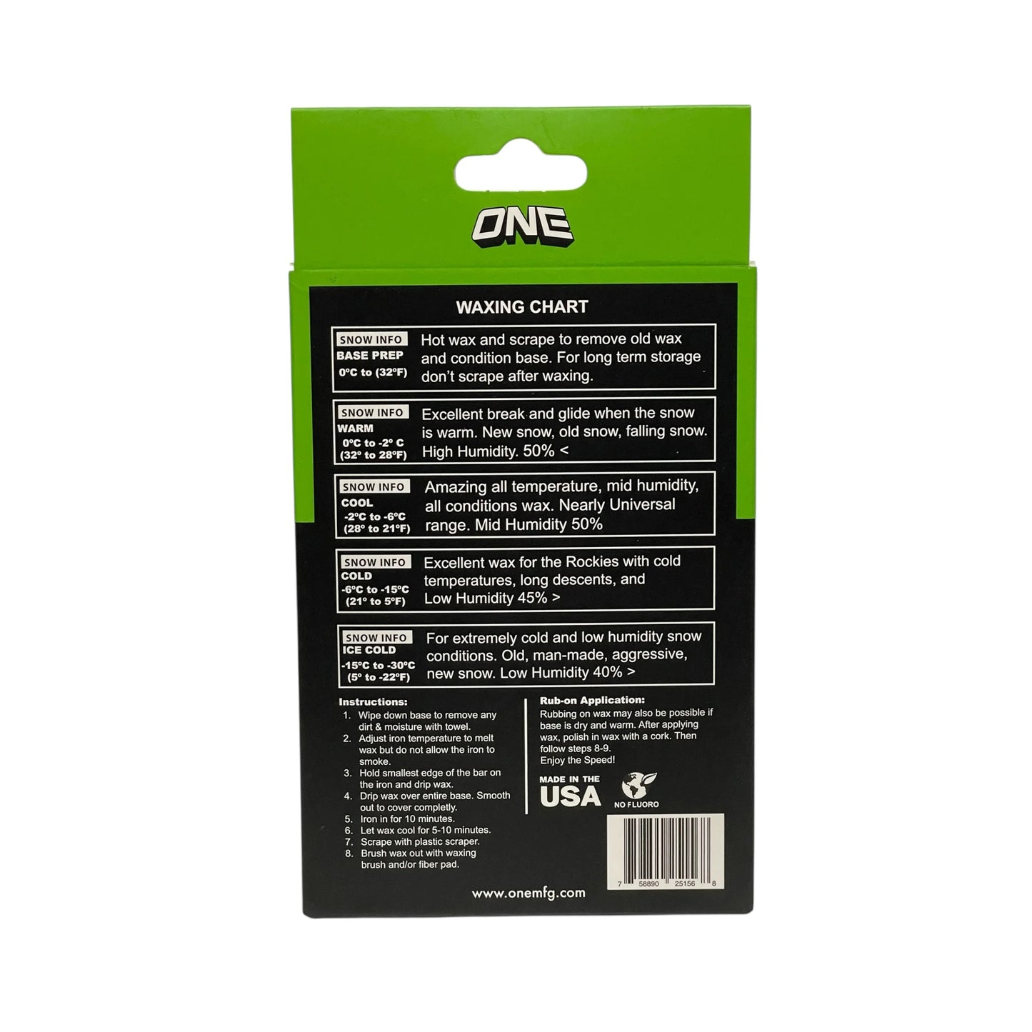 One Ball F1 All Temperature/ Universal Speed Formula - Snowboard / Ski Wax 180g