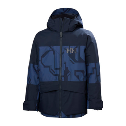 HH Junior Jr Summit 2.0 Jacket – Dark Blue Aop – detail