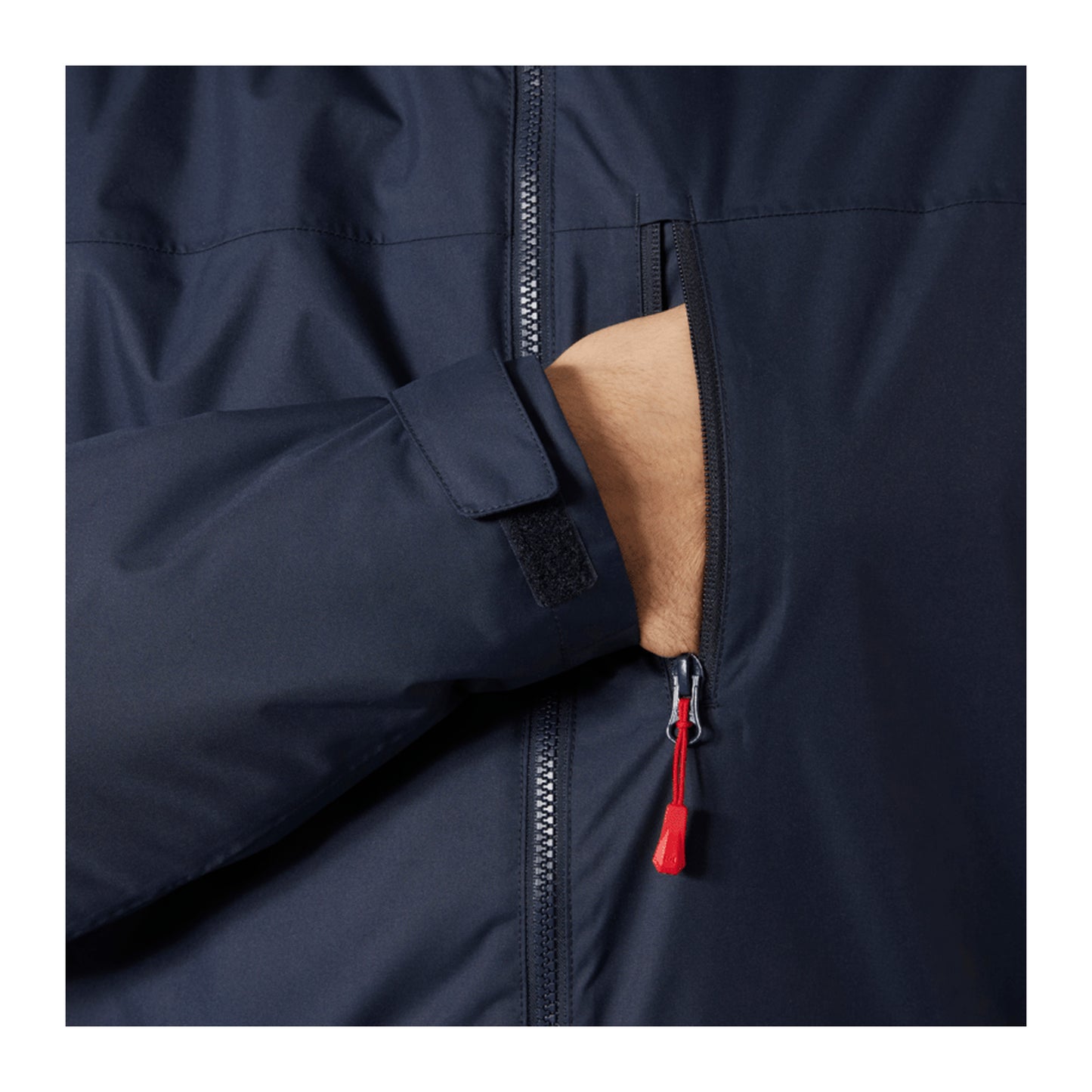 HH Men's Crew Hooded Midlayer Jacket 2 – Navy – detail