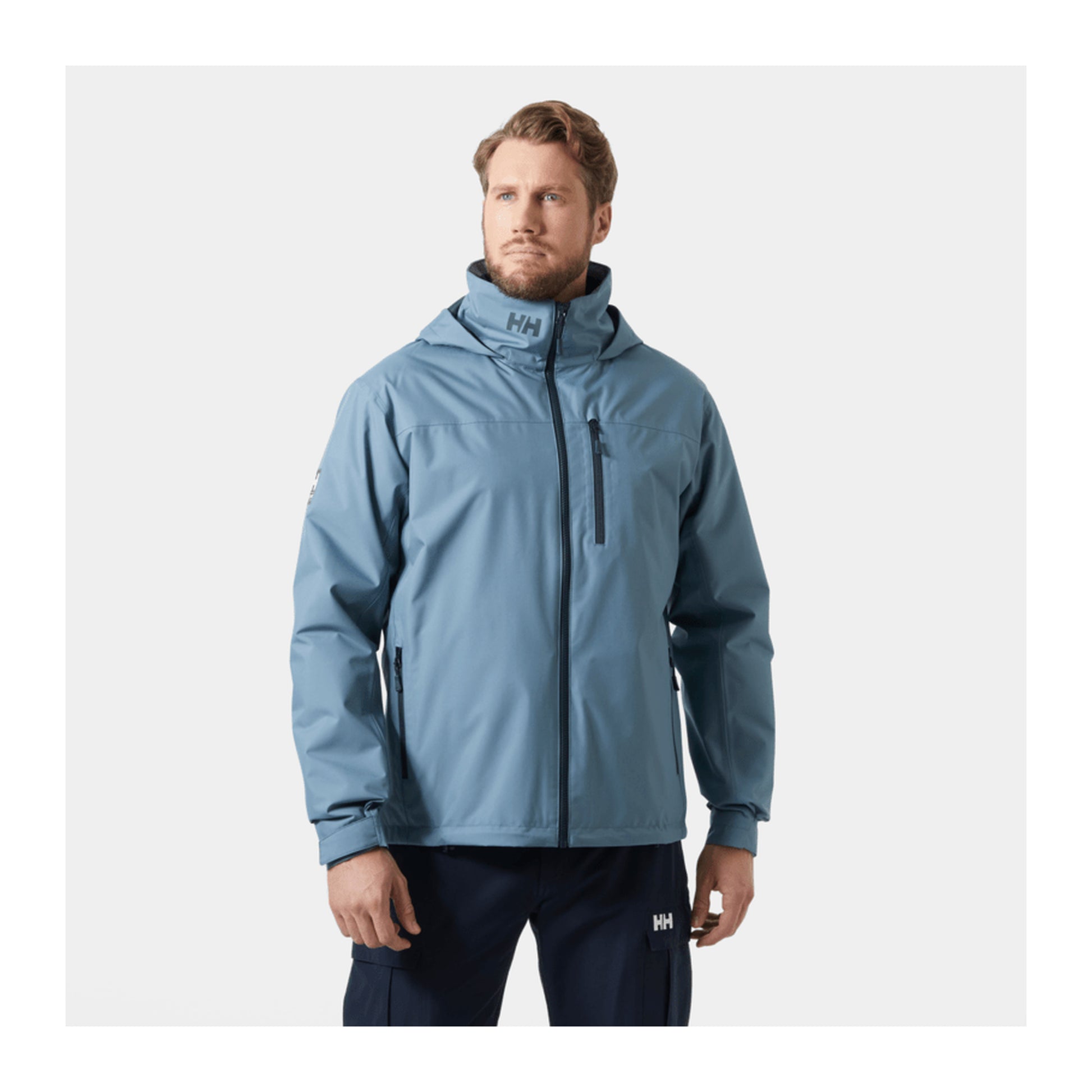 HH Men's Crew Hooded Midlayer Jacket 2 – Washed Navy – detail