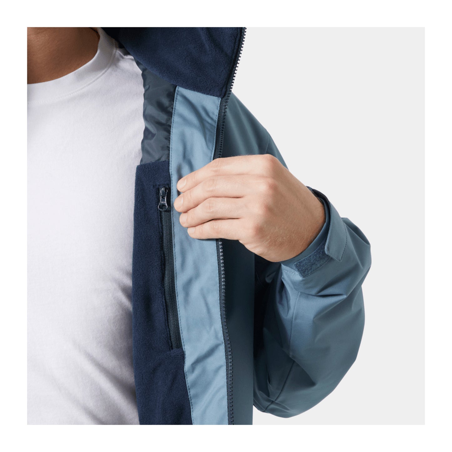 HH Men's Crew Hooded Midlayer Jacket 2 – Washed Navy – detail