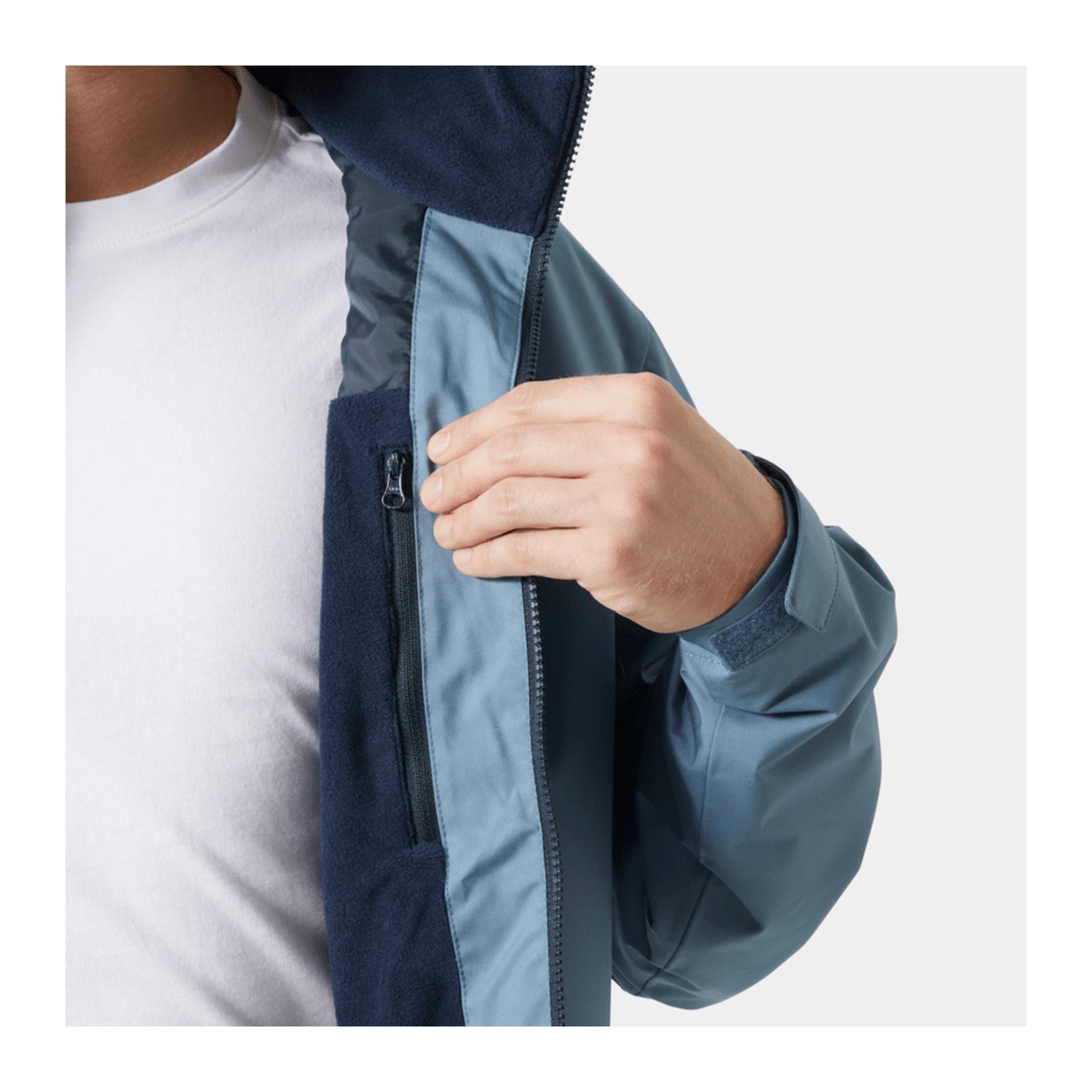 HH Men's Crew Hooded Midlayer Jacket 2 – Washed Navy – detail