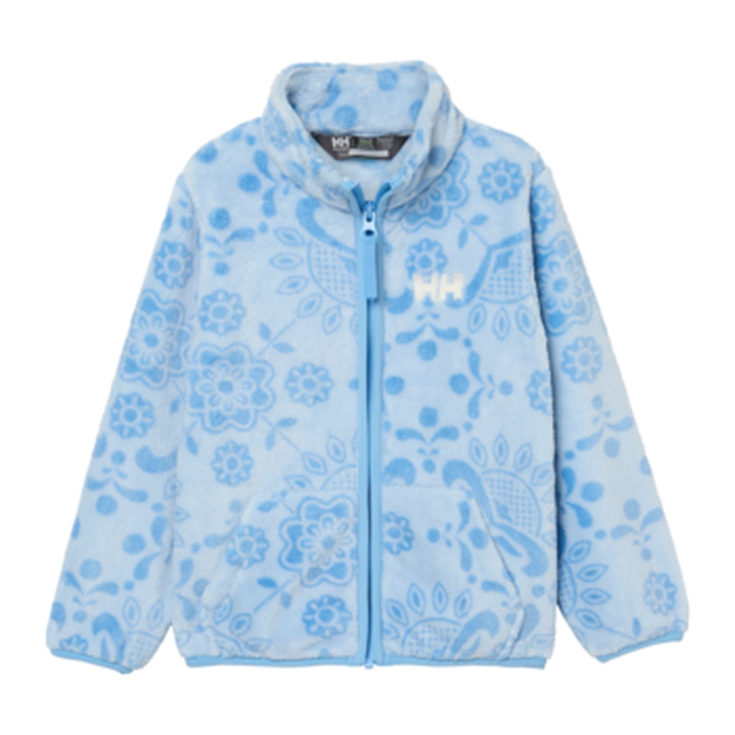 HH Kids' K Chill Fleece Jacket – Bright Blue Aop – detail