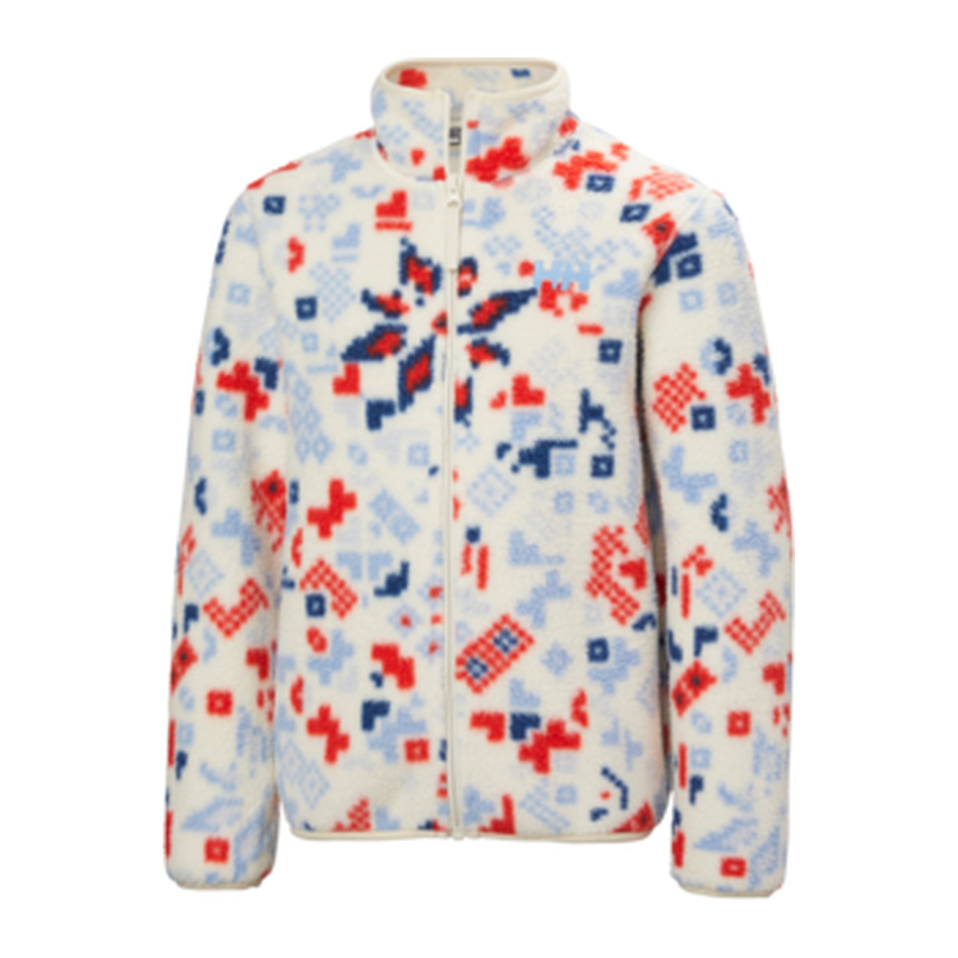HH Junior Jr Frosty Pile Jacket – Bright Blue/Red Aop – detail