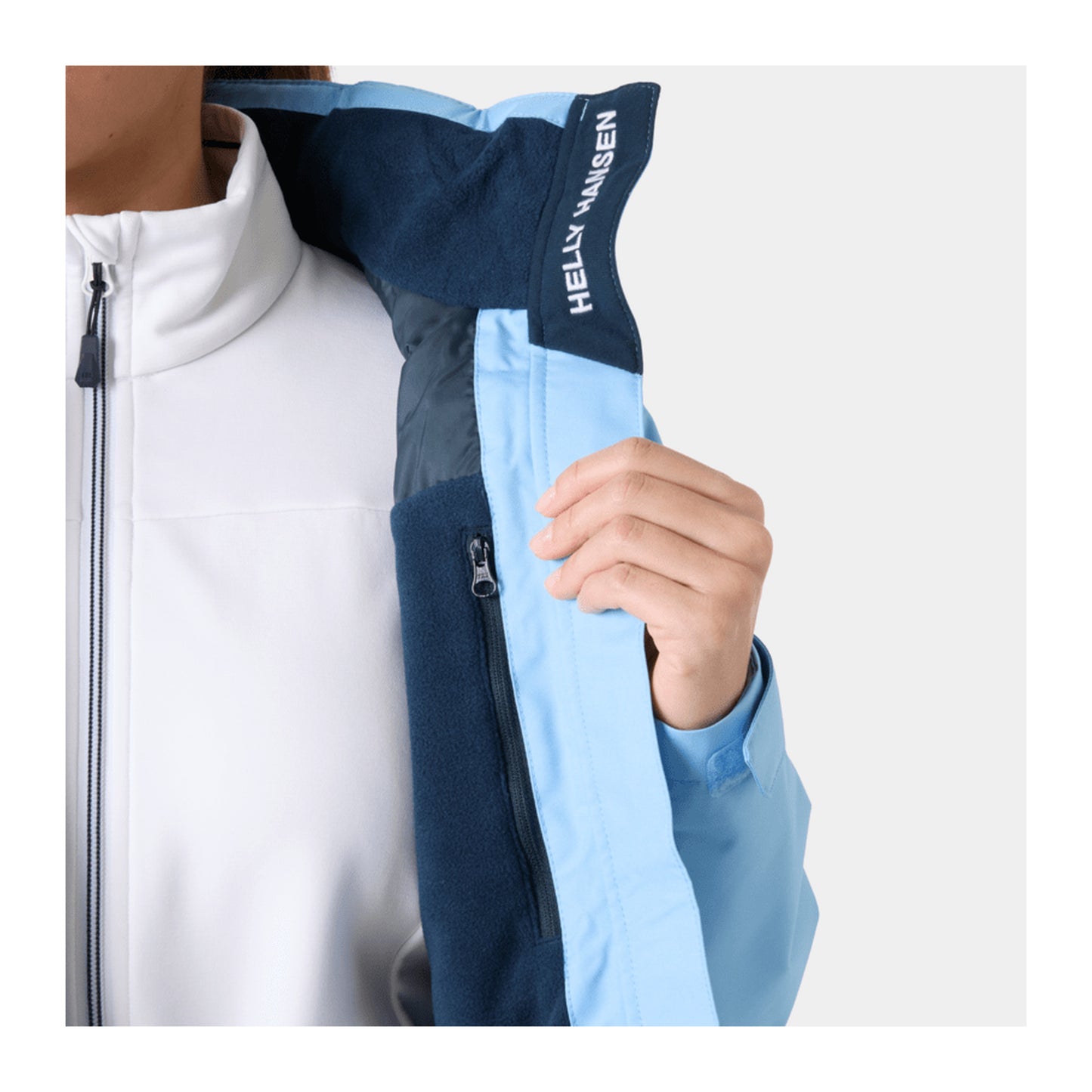 HH Women's W Crew Hooded Midl Jacket 2.0 – Bright Blue – detail