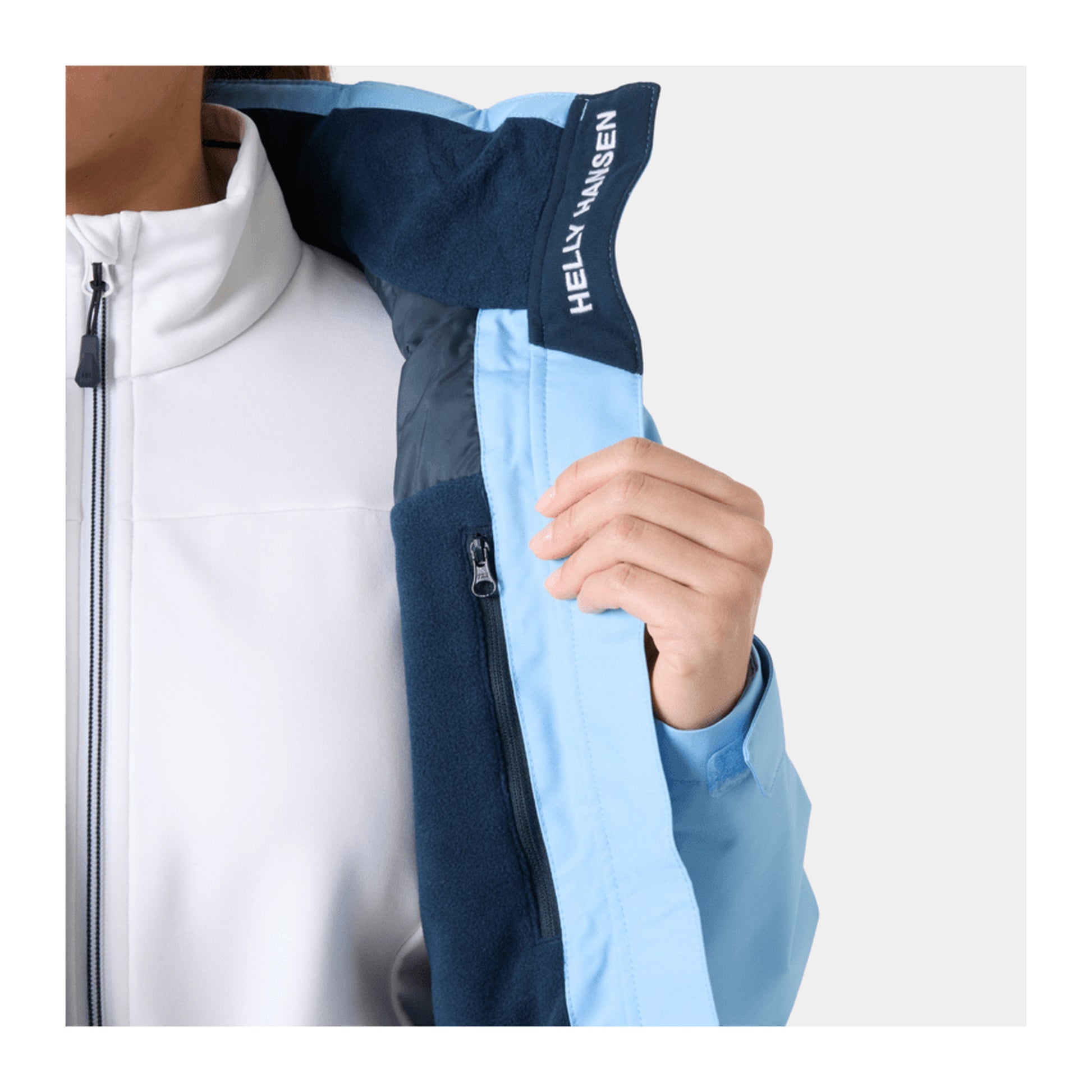 HH Women's W Crew Hooded Midl Jacket 2.0 – Bright Blue – detail