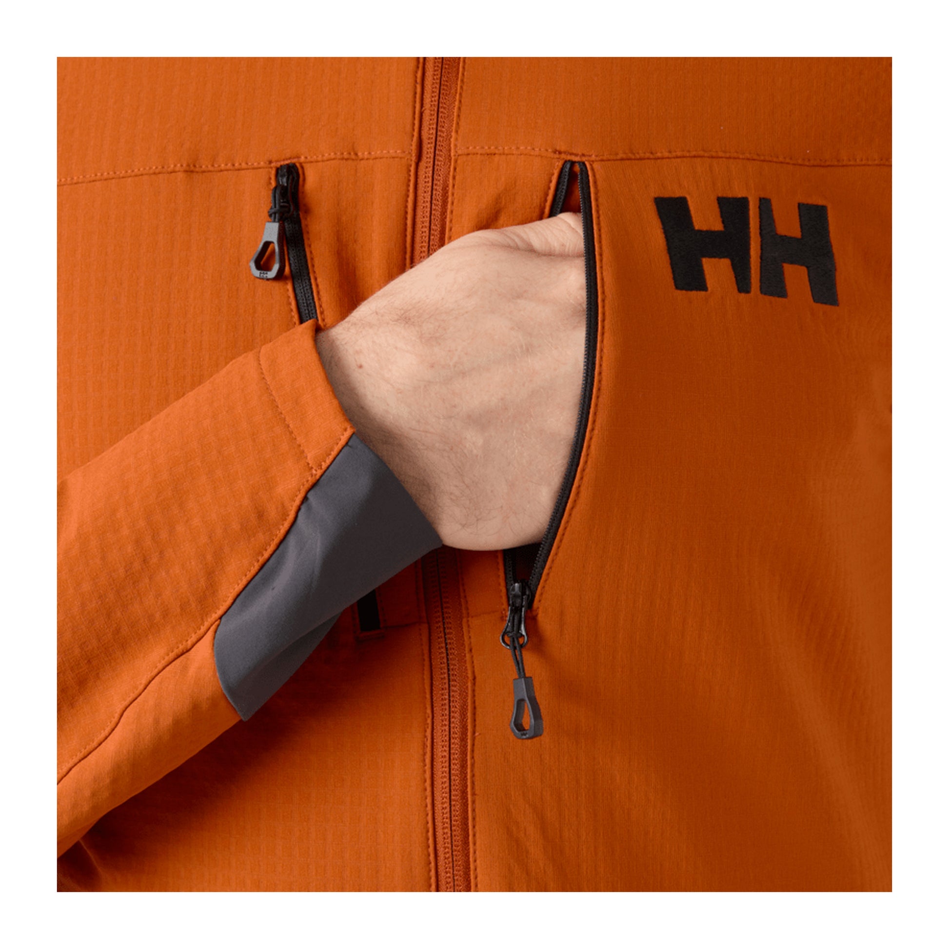HH Men's Odin Pro Shield Jacket – Ginger Biscuit – detail
