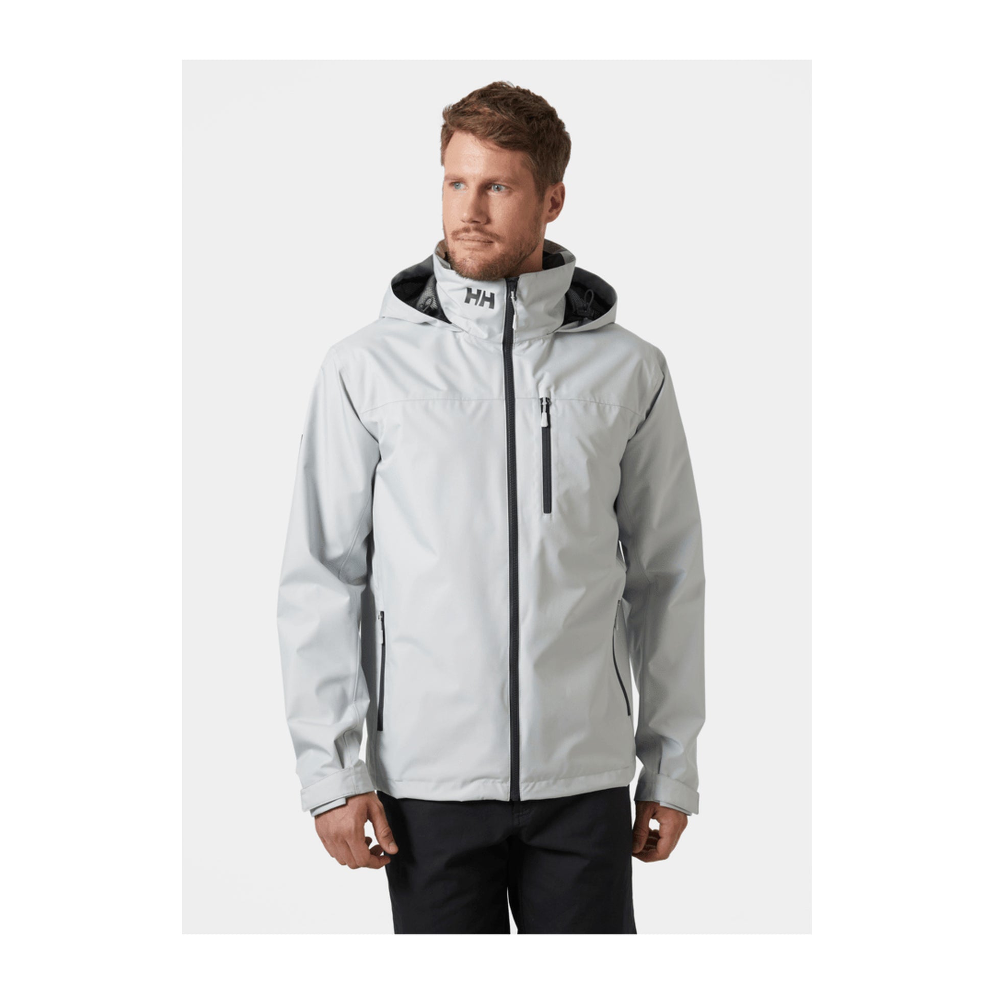 HH Men's Crew Hooded Jacket 2.0 – Grey Fog – detail