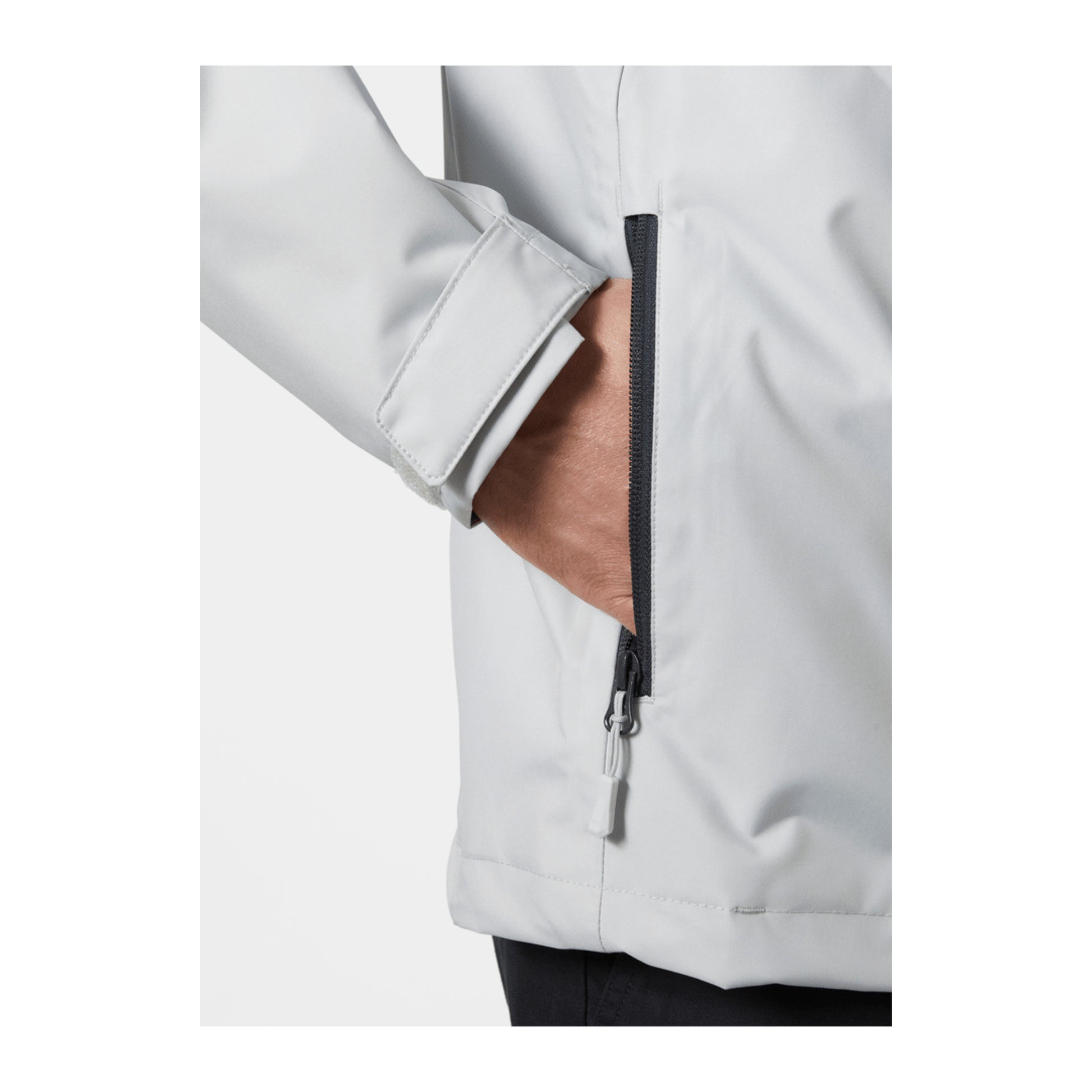 HH Men's Crew Hooded Jacket 2.0 – Grey Fog – detail