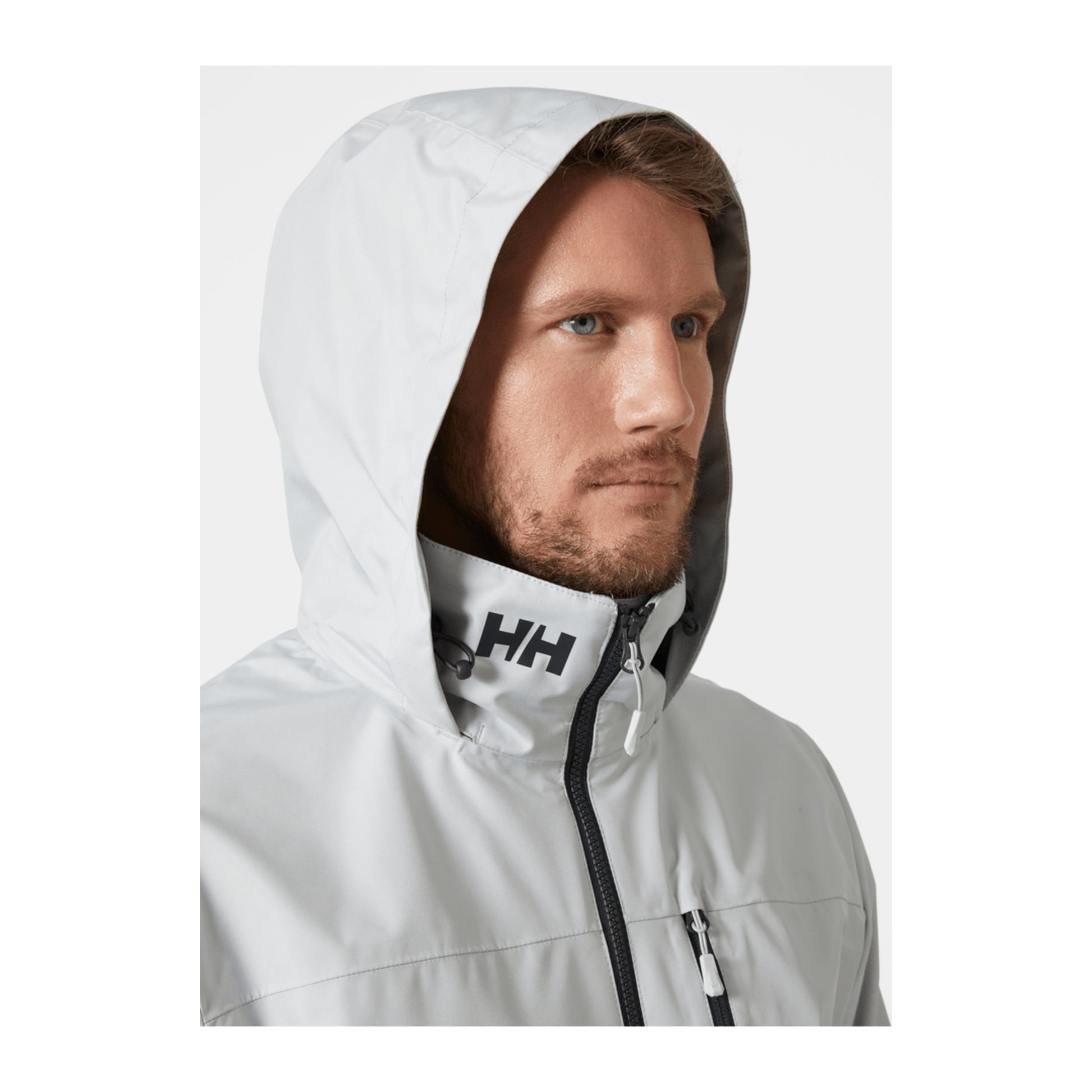 HH Men's Crew Hooded Jacket 2.0 – Grey Fog – detail