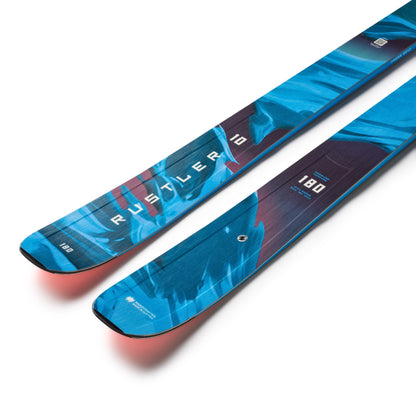 Blizzard Rustler 10 ski – angled topsheet detail