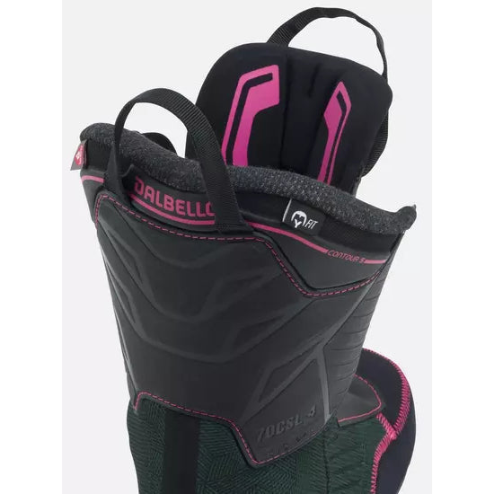 Heel and rear of the Dalbello Veloce Space 105 W Dual liner, showing the magenta trim