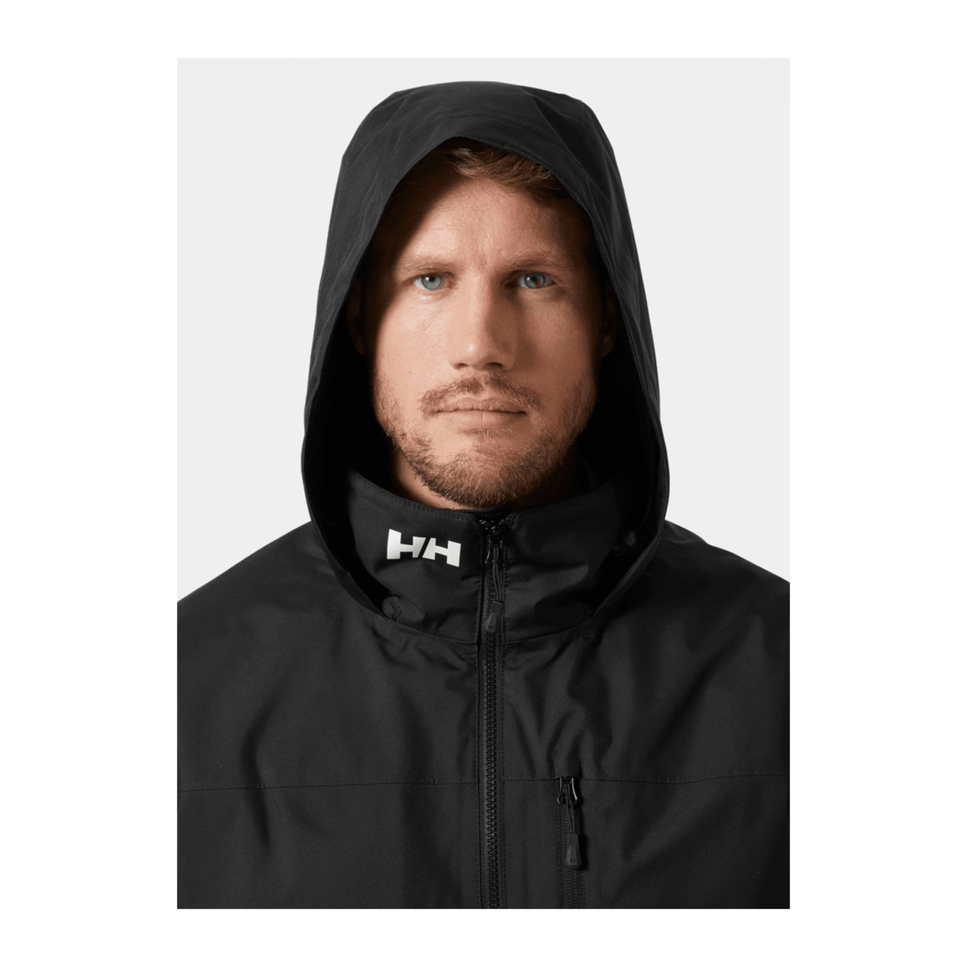 HH Men's Crew Hooded Midlayer Jacket 2 – Black – detail