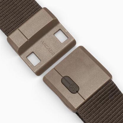 Arcade Aero Mag Belt in Medium Brown — buckle, front