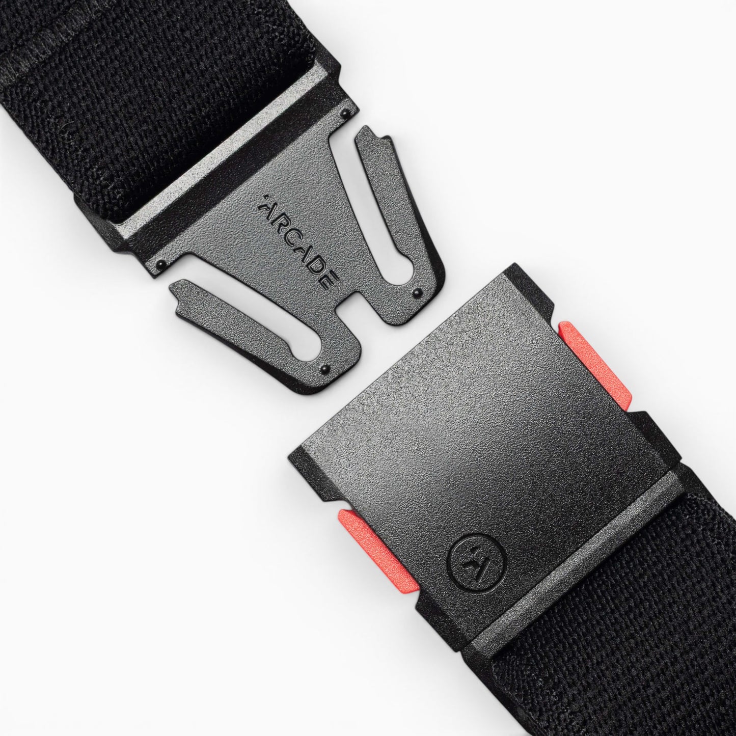 Arcade x RECCO Belt in Black — buckle, front