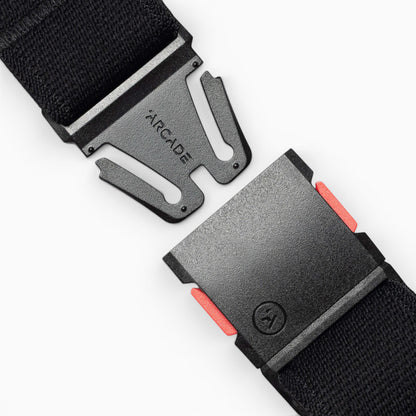 Arcade x RECCO Belt in Black — buckle, front