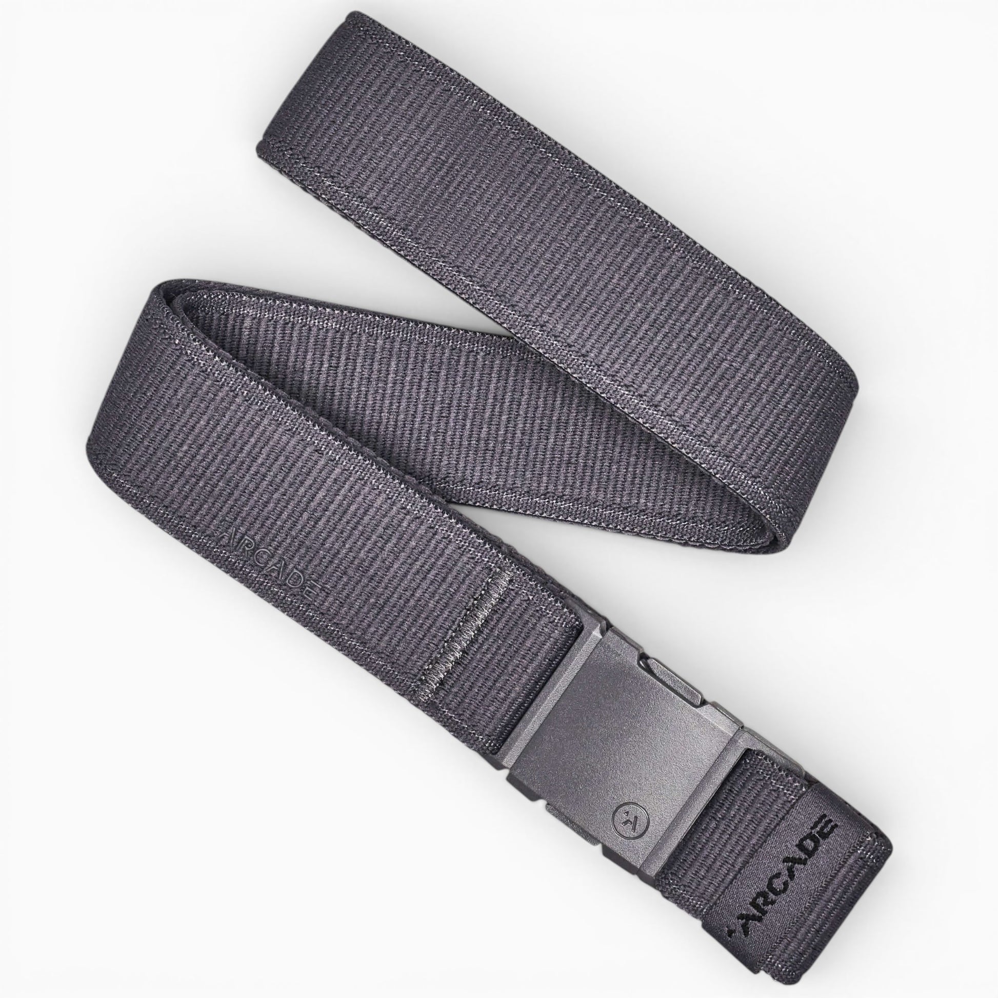 Arcade Atlas Belt in Charcoal — full belt with buckle