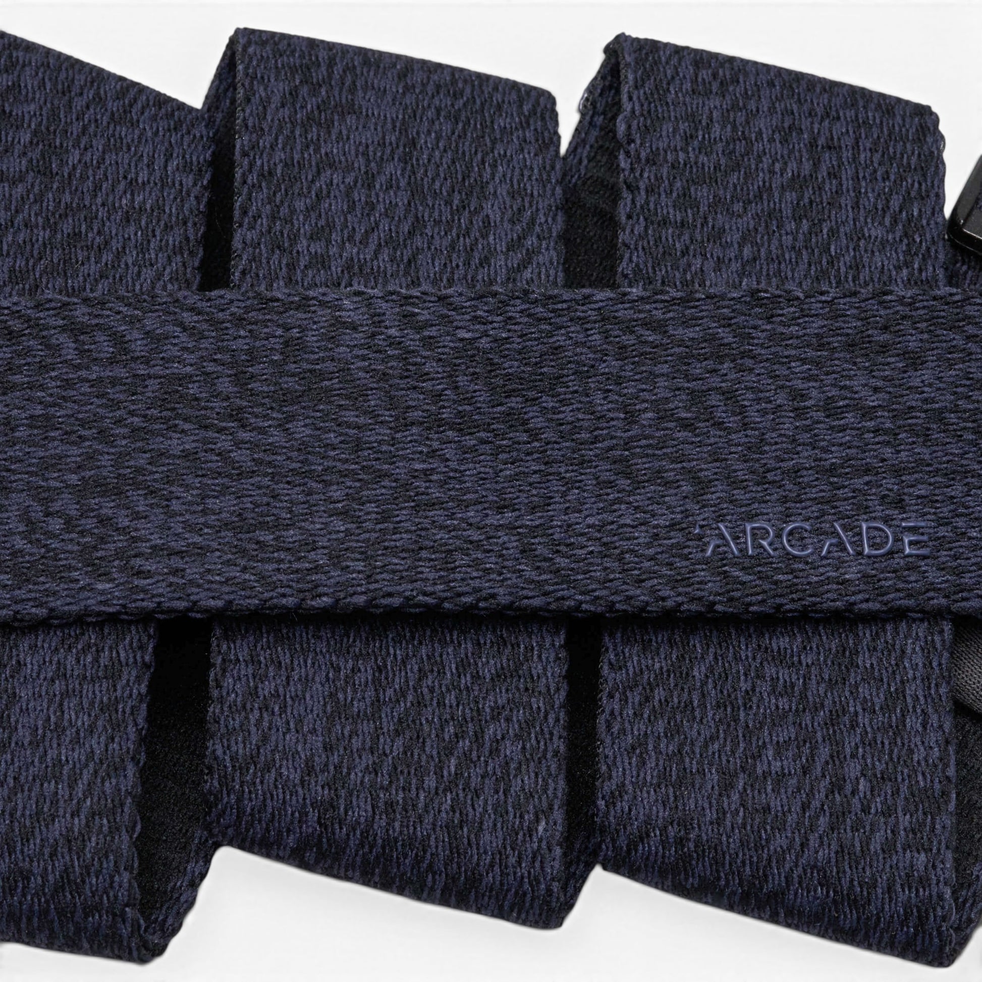 Arcade Atlas Belt in Heather Navy — Arcade logo patch