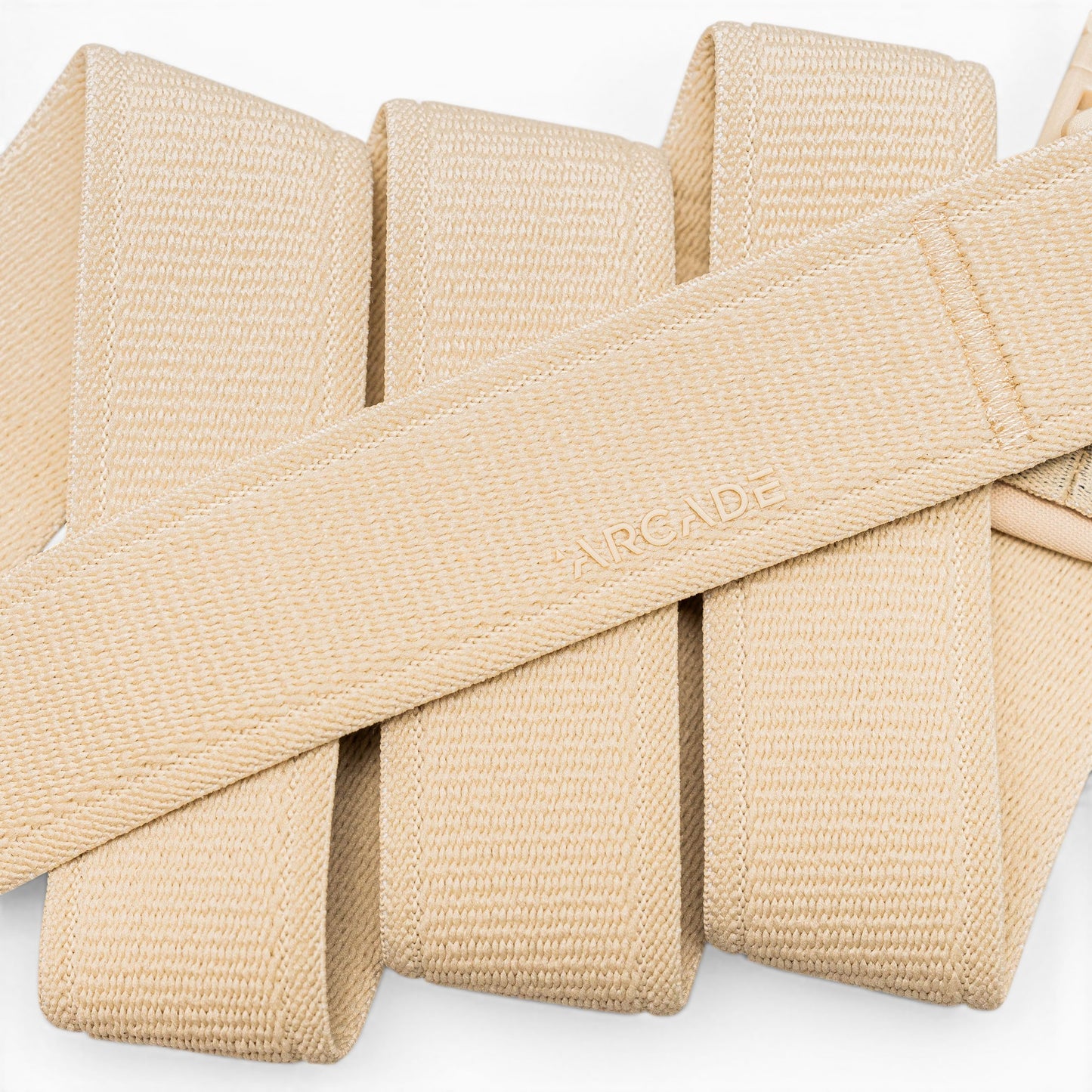 Arcade Atlas Slim Belt in Khaki — webbing texture close-up