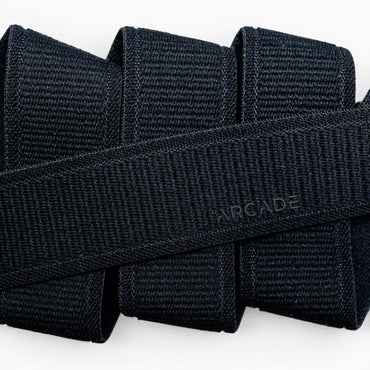 Arcade Atlas Youth Belt in Black — webbing texture close-up