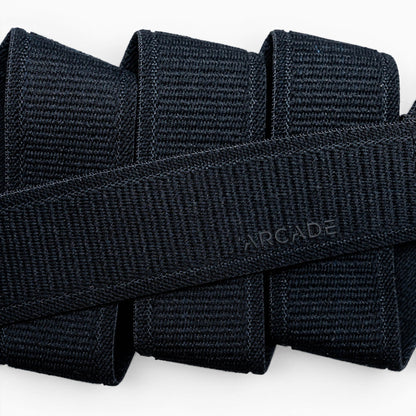 Arcade Atlas Youth Belt in Black — webbing texture close-up