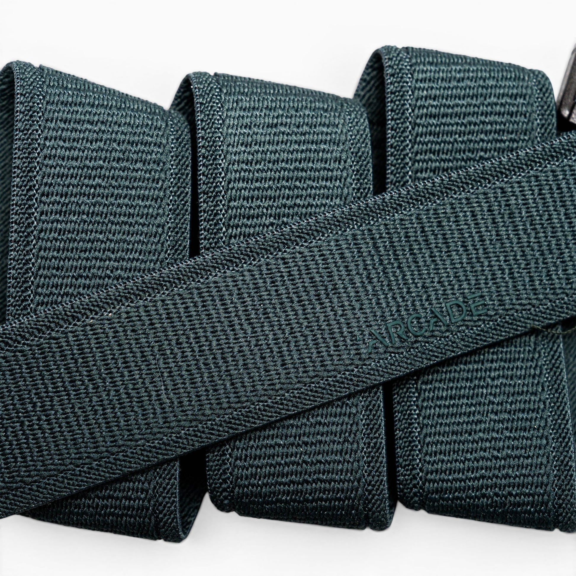 Arcade Atlas Youth Belt in Jalapeno — webbing texture close-up