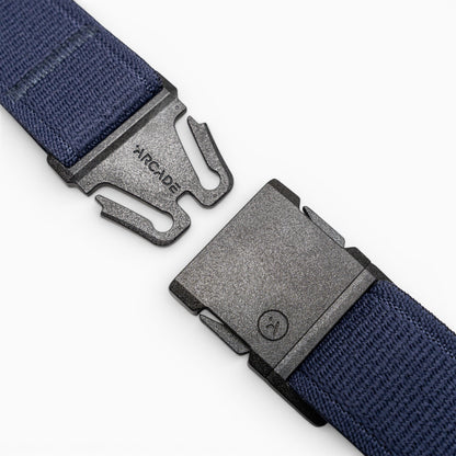 Arcade Atlas Youth Belt in Navy — buckle, front