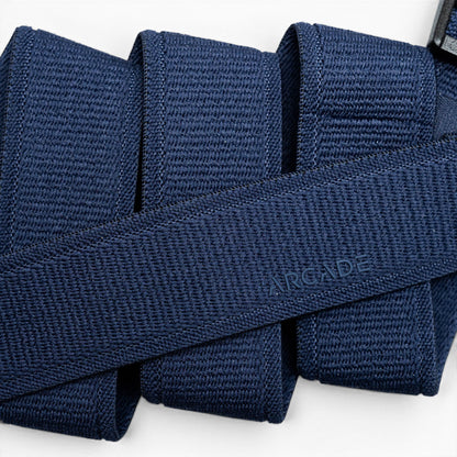 Arcade Atlas Youth Belt in Navy — webbing texture close-up