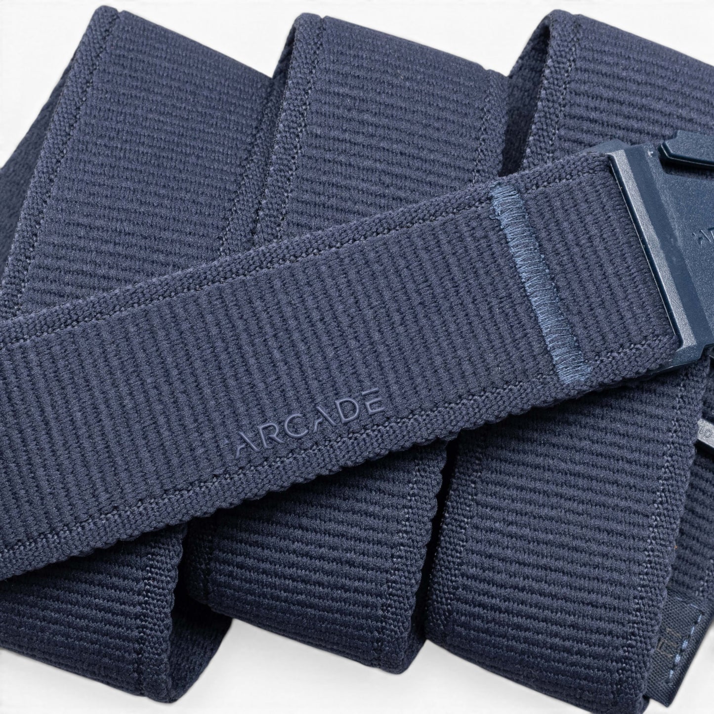 Arcade Atlas Belt in Navy — Arcade logo patch