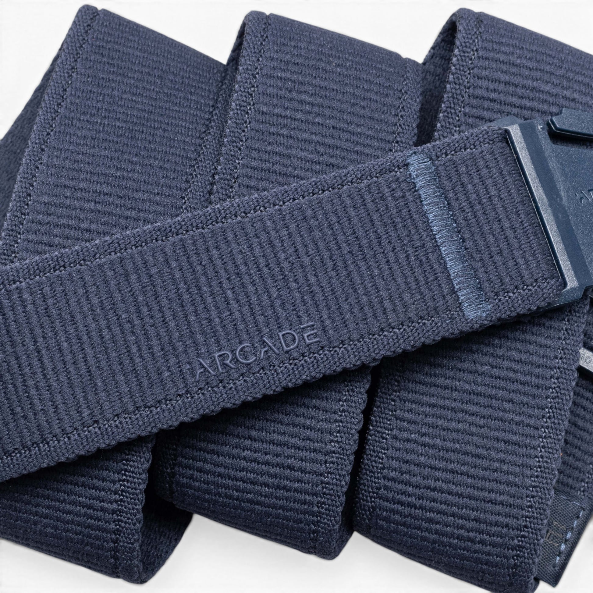 Arcade Atlas Belt in Navy — Arcade logo patch