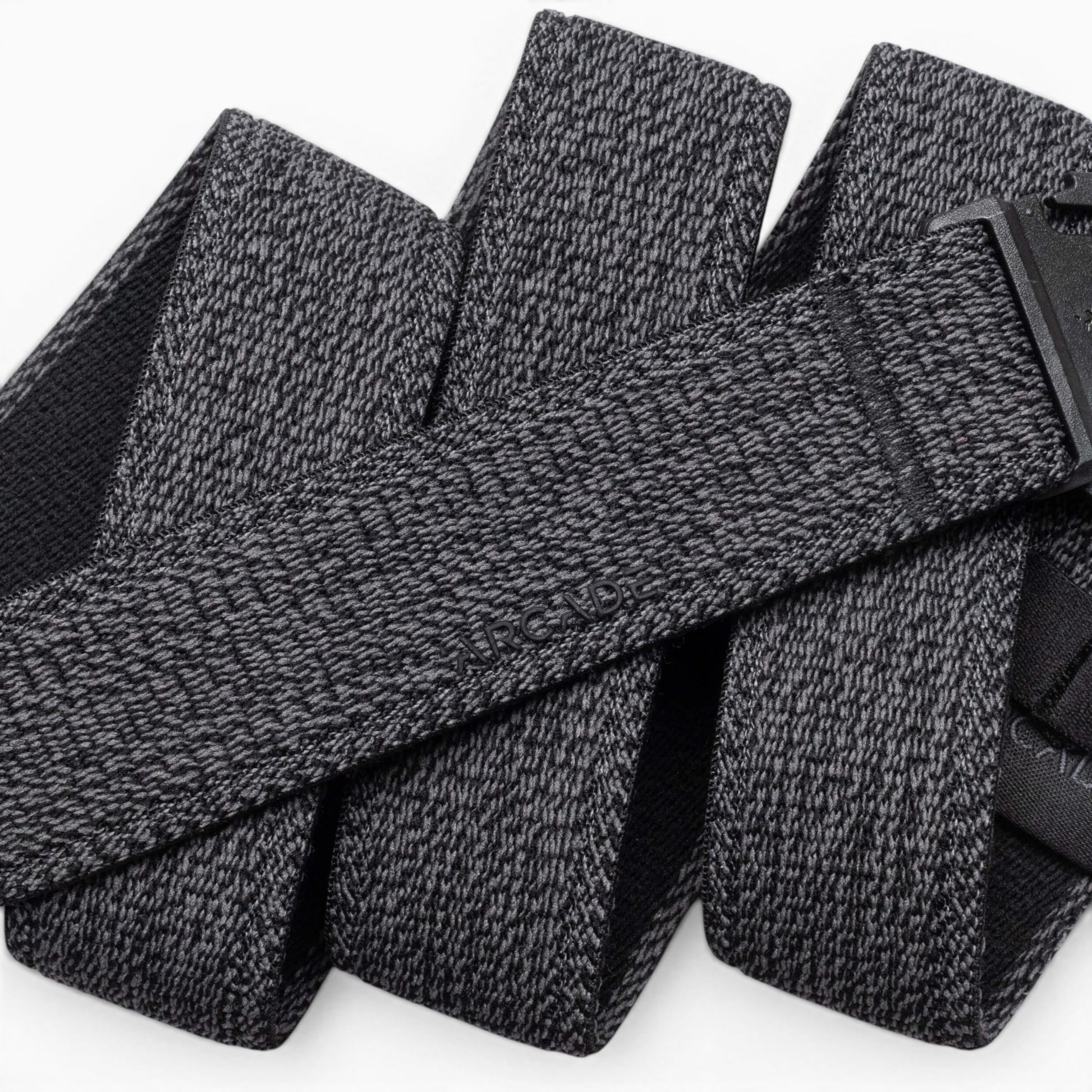 Arcade Atlas Slim Belt in Heather Black — Arcade logo patch