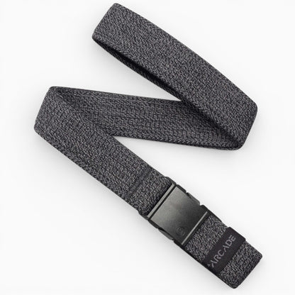Arcade Atlas Slim Belt in Heather Black — full belt with buckle