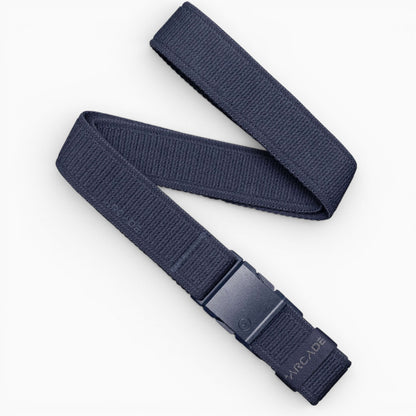 Arcade Atlas Slim Belt in Navy — full belt with buckle