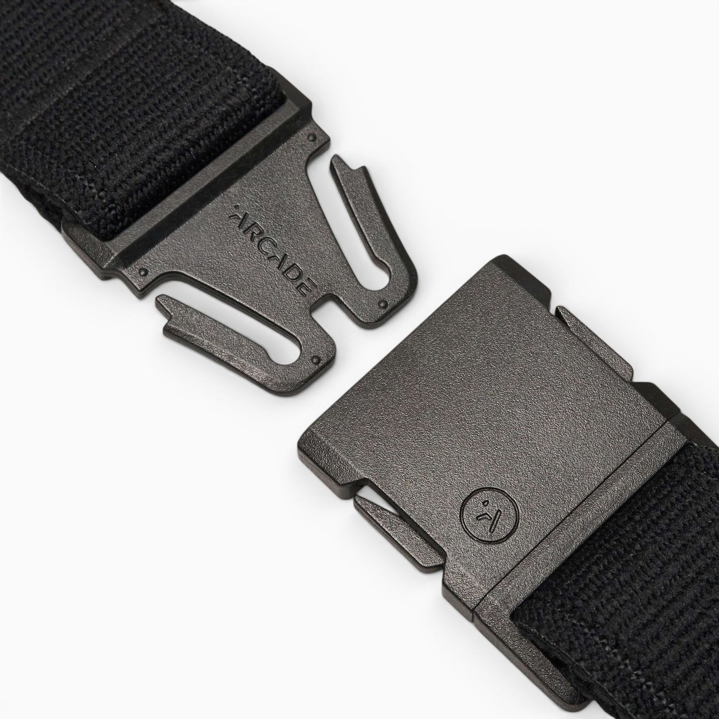Arcade Atlas Slim Belt in Black — buckle, front