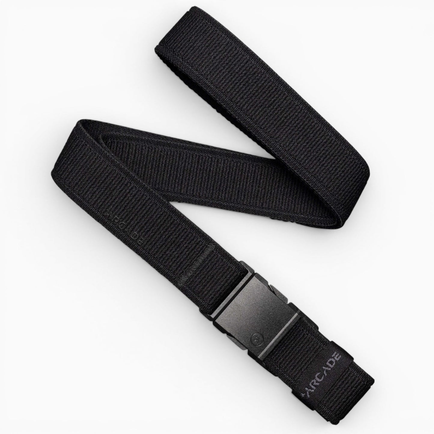 Arcade Atlas Slim Belt in Black — full belt with buckle