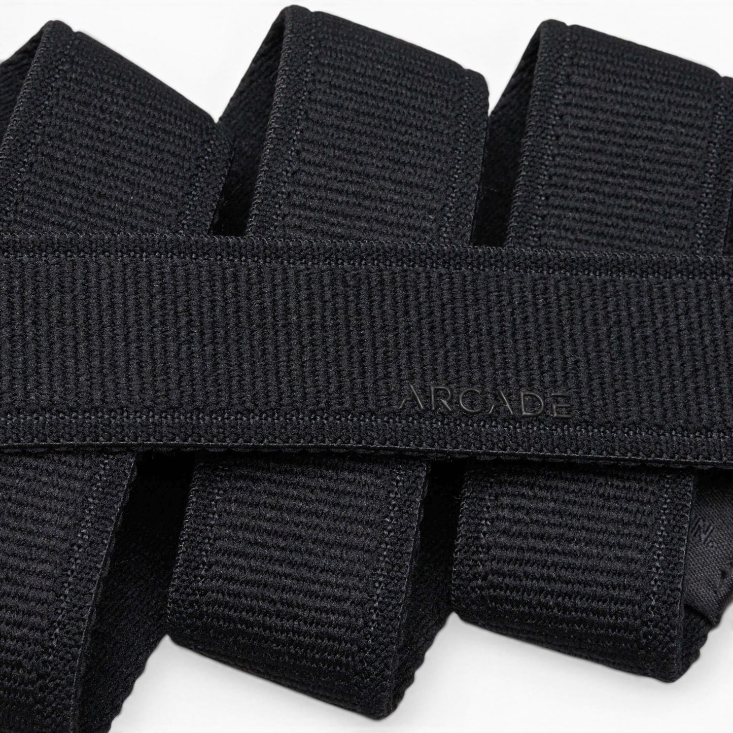 Arcade Atlas Slim Belt in Black — Arcade logo patch