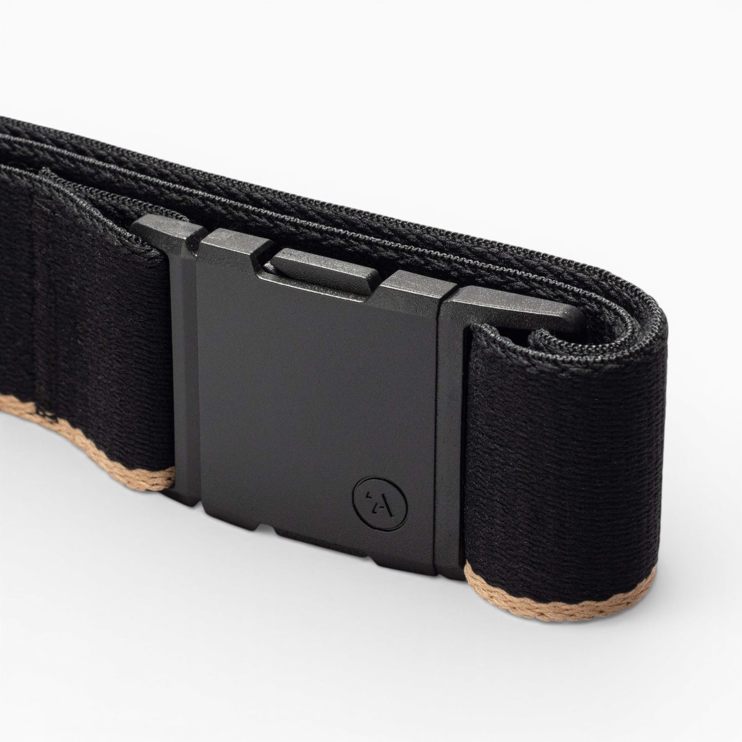 Arcade Blackwood Belt in Black/Sand — buckle, back